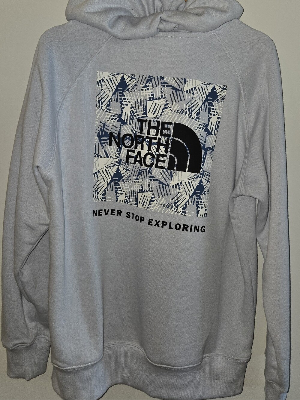 The North Face Women's Light Blue Hoodie with Block Graphic Size M